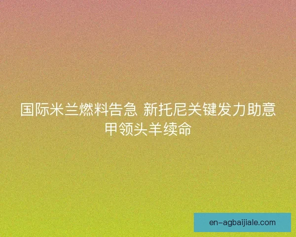 国际米兰燃料告急 新托尼关键发力助意甲领头羊续命