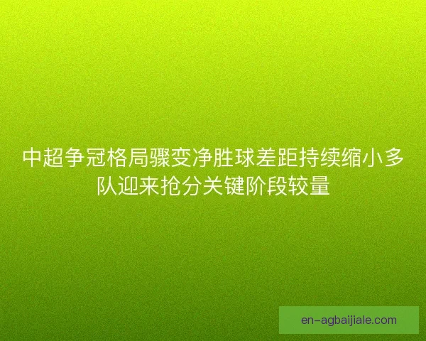 中超争冠格局骤变净胜球差距持续缩小多队迎来抢分关键阶段较量